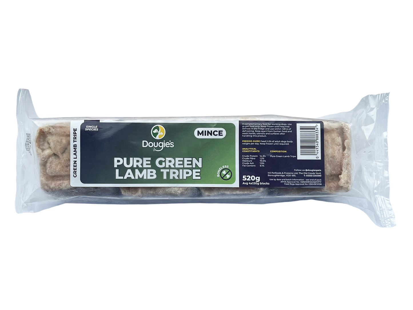 Dougie’s Pure Green Lamb Tripe (Boneless) 520g