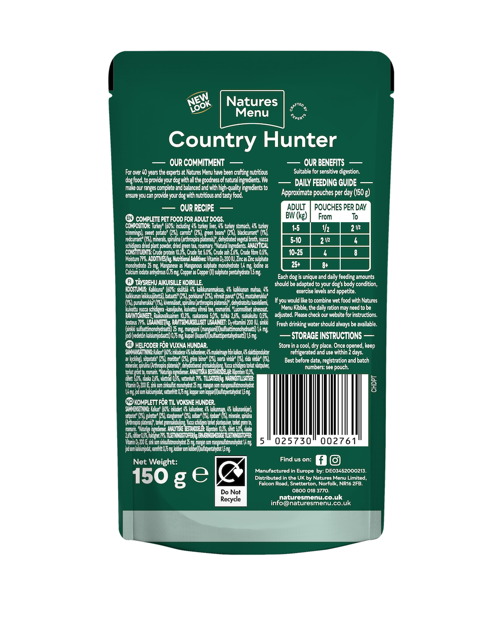 Natures Menu Country Hunter Turkey with Superfoods Pouch 150g