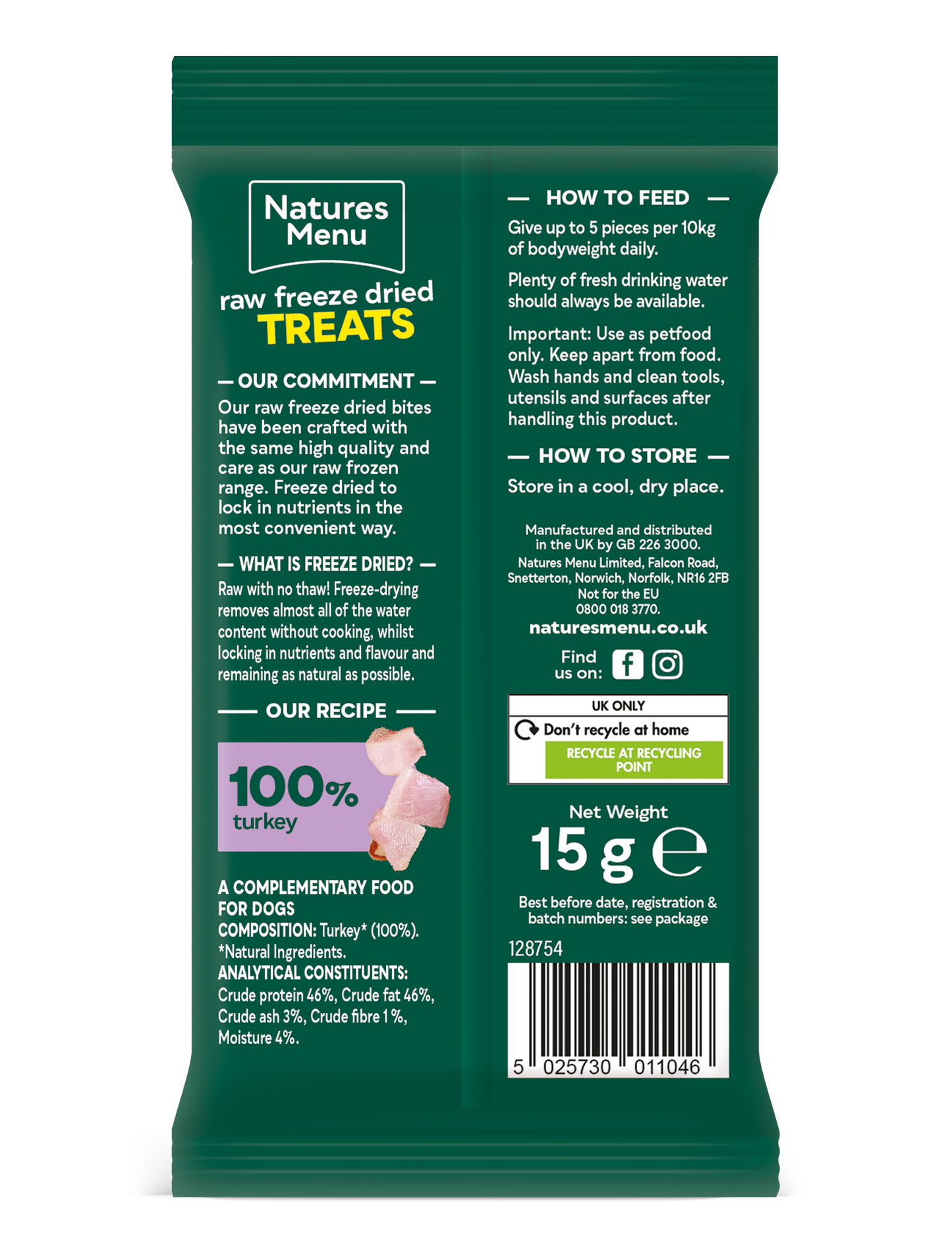 Natures Menu Freeze Dried Turkey Bites 15g
