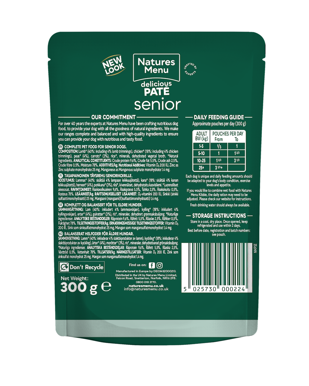 Natures Menu Lamb with Chicken Pouch for Seniors 300g