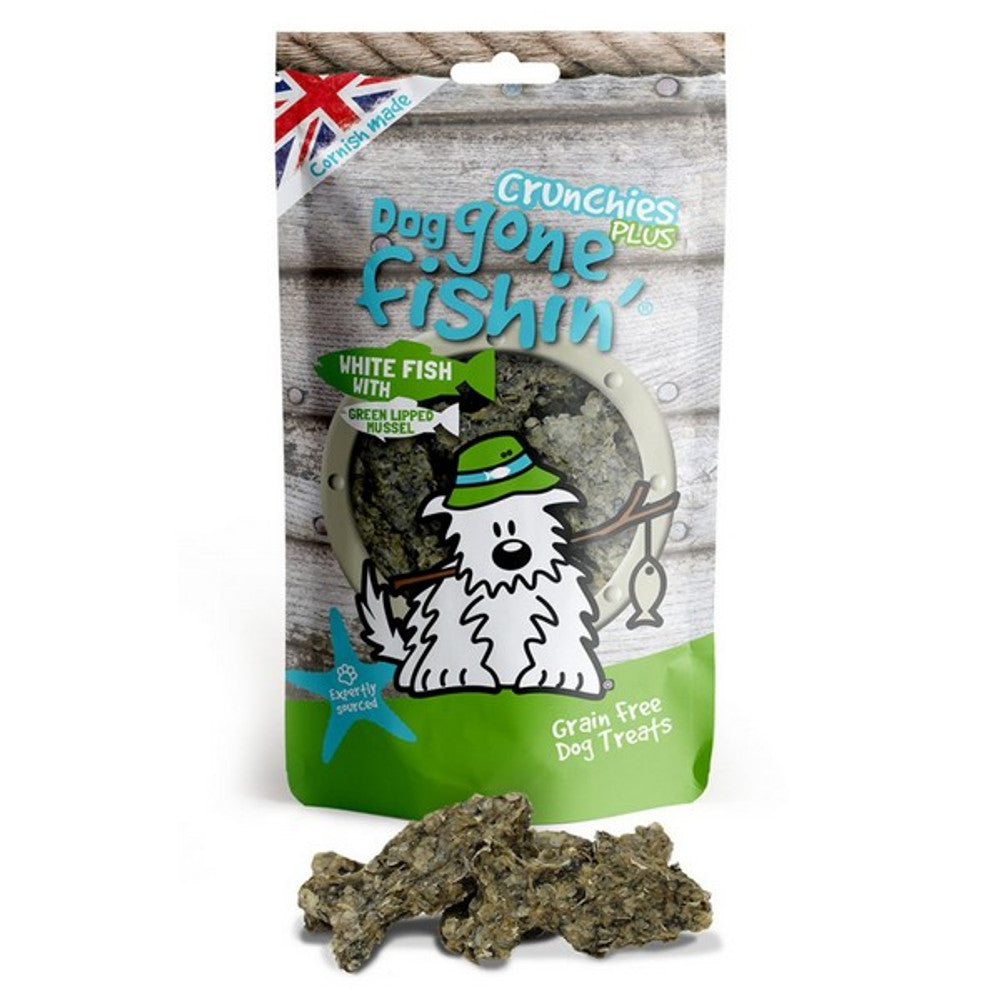 Dog Gone Fishin White fish Green Lipped Mussel Crunchies 75g
