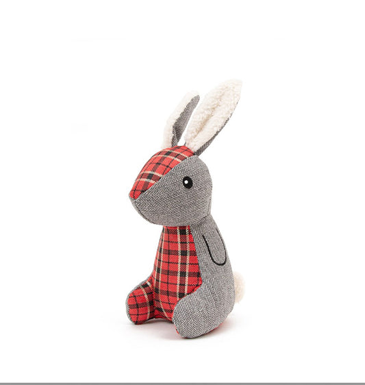 Christmas Hare with Tartan Belly Dog Toy