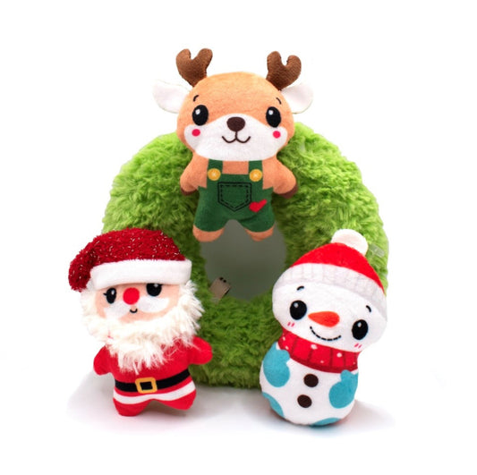 Christmas Santa & Friends Wreath Dog Toy