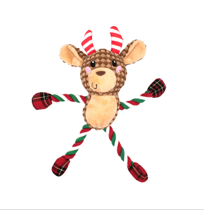 Christmas Reindeer with Rope Dog Toy