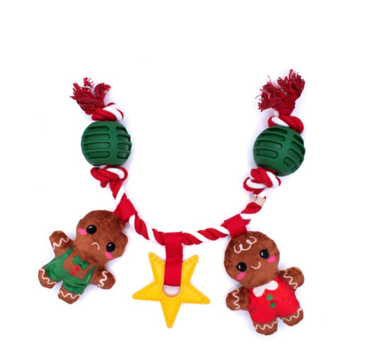 Christmas Gingerbread Garland Dog Toy