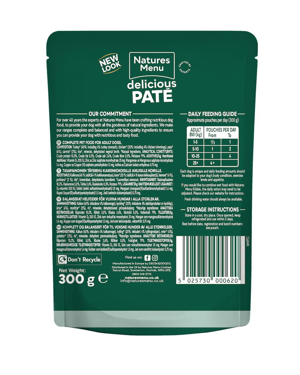 Natures Menu Turkey and Chicken Dog Pouch 300g