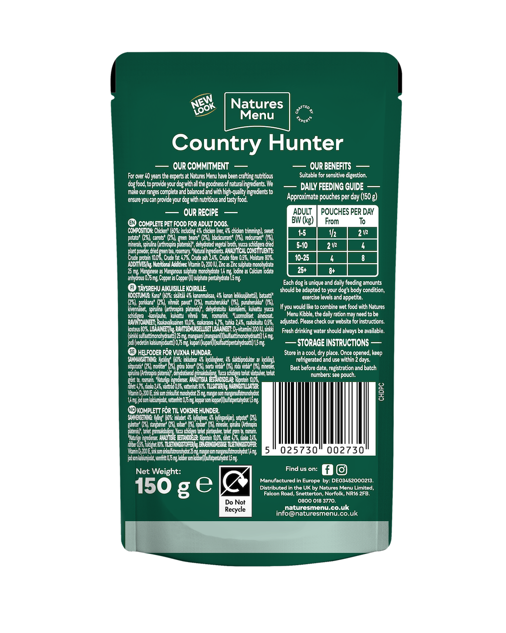 Natures Menu Country Hunter Chicken with Superfoods Pouch 150g