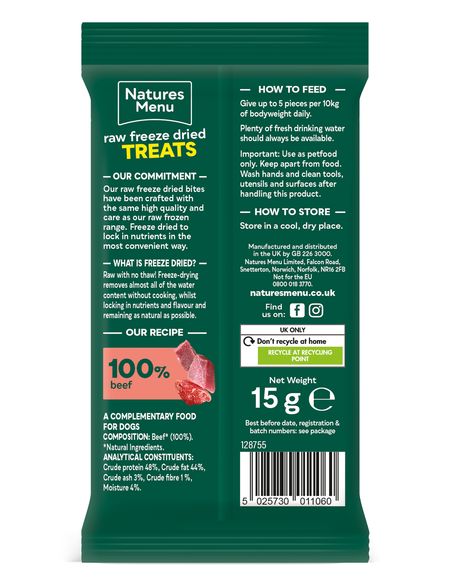 Natures Menu Freeze Dried Beef Bites 15g