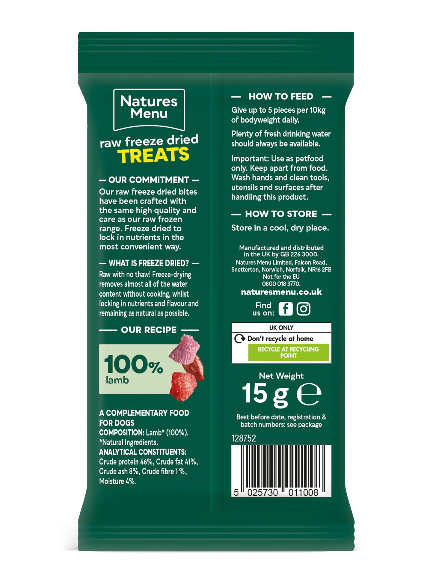 Natures Menu Freeze Dried Lamb Bites 15g